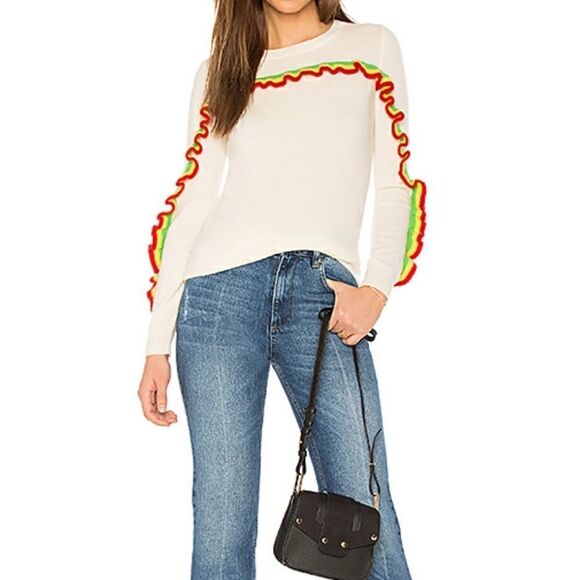 MADELEINE THOMPSON QUAIL RUFFLE SWEATER SZ S NEW - Picture 1 of 4